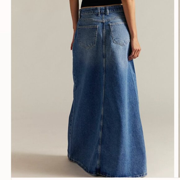 Free People We The Free Come As You Are Denim Maxi Skirt Sz 0 - Picture 3 of 6